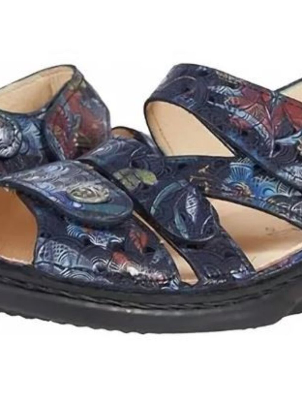 Finn Comfort Gomera Dark Blue Multicolor Irpino Sandals Sz 40 or 9/9.5 - Picture 2 of 8